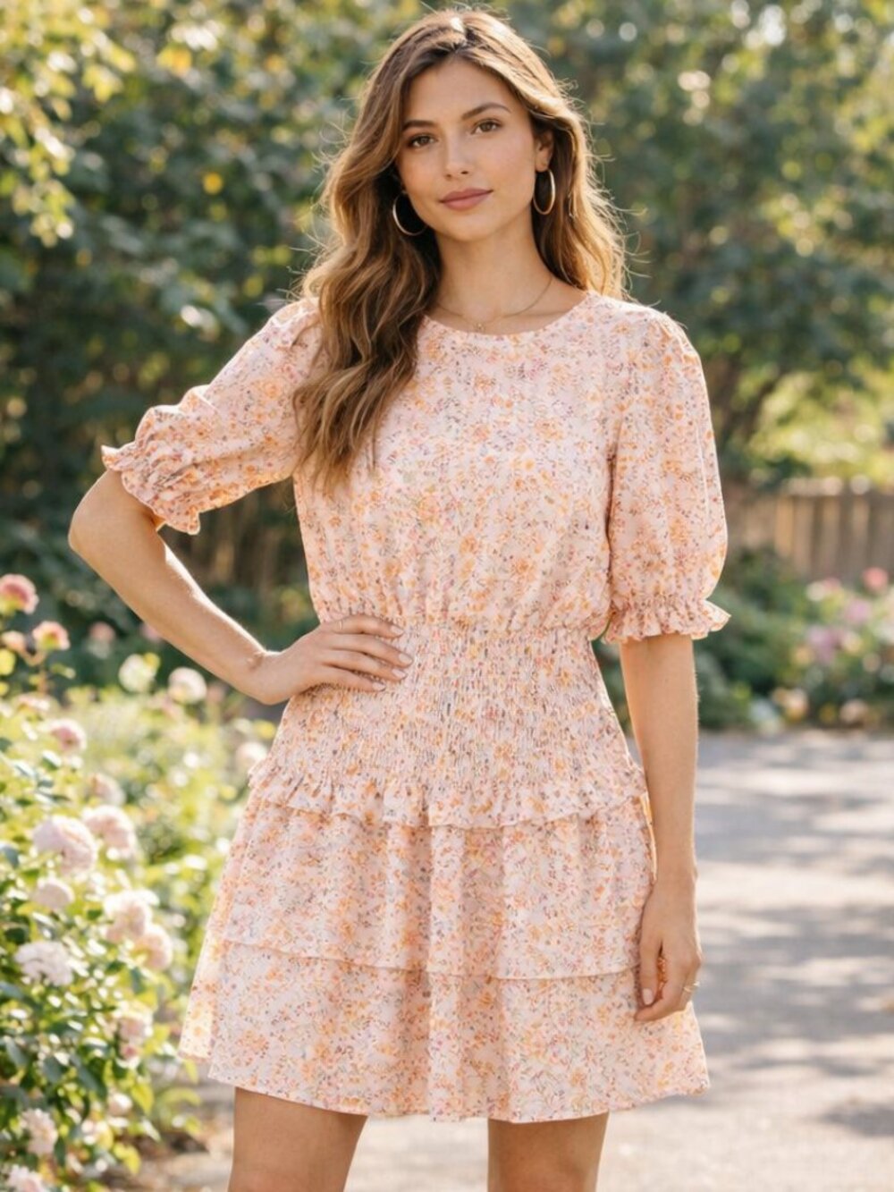 Lulus Floral Smocked Mini Dress Puff Sleeve Cottagecore Spring S